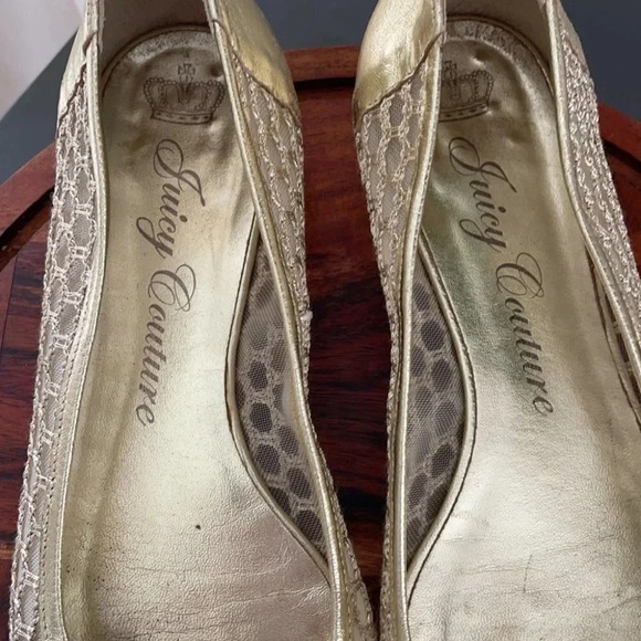 Juicy Couture Gold Mesh Flats Buckle 9M Italy - Picture 4 of 8